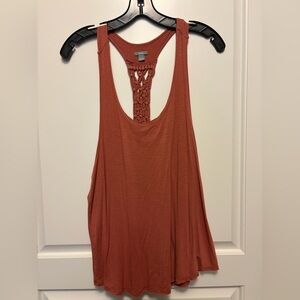 Aerie Terracotta Crochet Back Tank Top